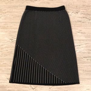 Black Striped Midi Skirt Sz XS